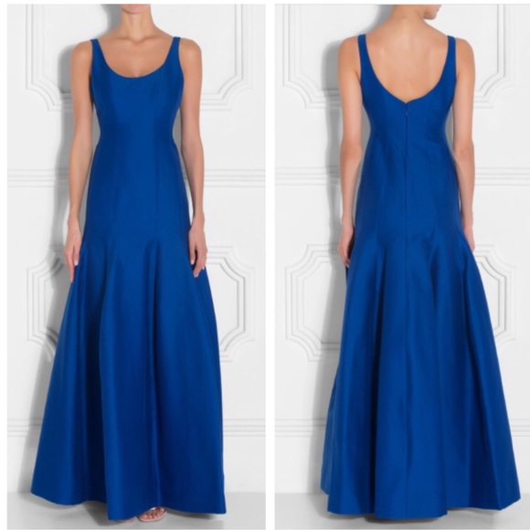 Halston Heritage Tulip Faille Evening Gown in Blue - Picture 3 of 8
